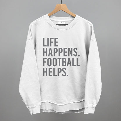 Life Happens. Football Helps. Funny Oversized Terry Poncho in White – Ivy + Cloth