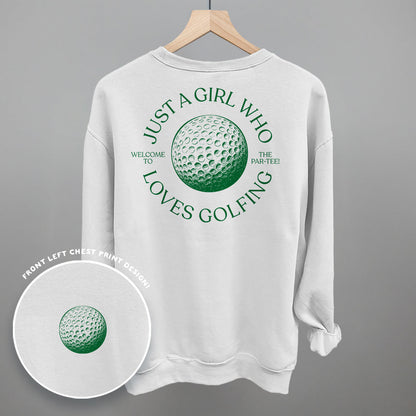 Just A Girl Who Loves Golfing (Back Print) Funny Shirt & Sweatshirt in White – Ivy + Cloth