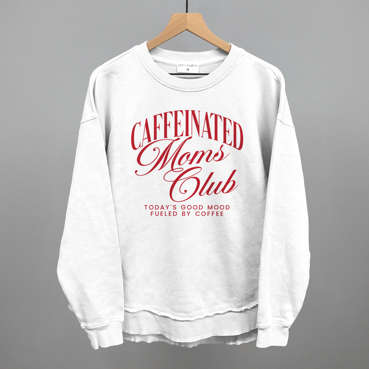 Caffeinated Moms Club graphic top in White