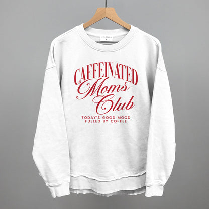 Caffeinated Moms Club graphic top in White