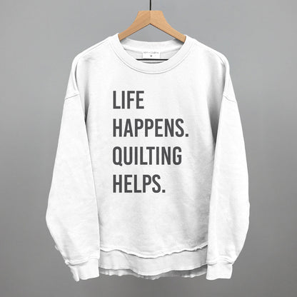 Life Happens Quilting Helps graphic top in White