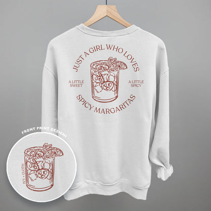 Just A Girl Who Loves Spicy Margaritas (Back Print) Funny Shirt & Sweatshirt in White – Ivy + Cloth