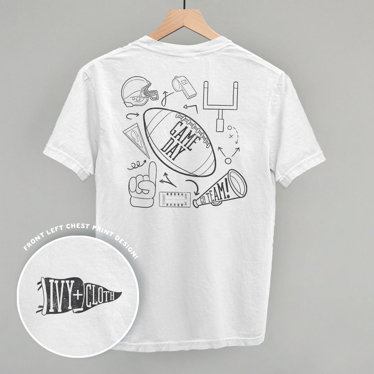 Game Day Football graphic top in White