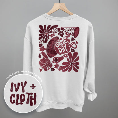 Floral Game Day Football graphic top in White