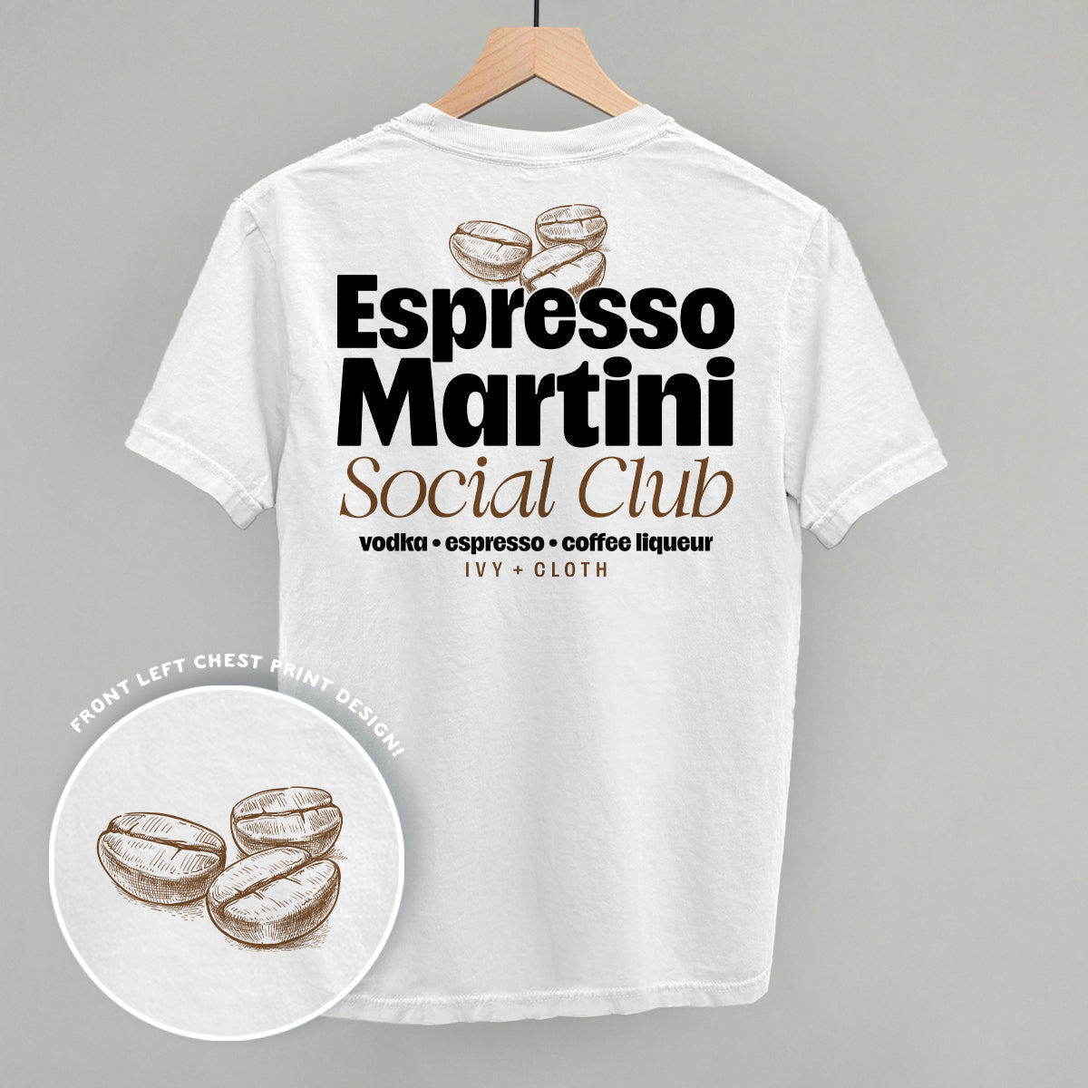 Espresso Martini Social Club graphic top in White