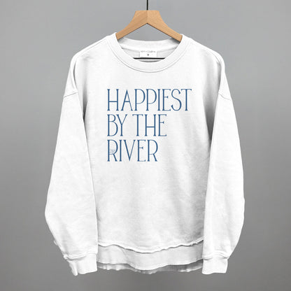 Happiest By The River Funny Oversized Terry Poncho in White – Ivy + Cloth