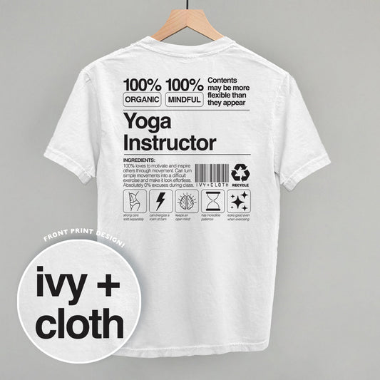 Yoga Instructor Nutrition Facts (Back Print) Funny Shirt & Sweatshirt in White – Ivy + Cloth