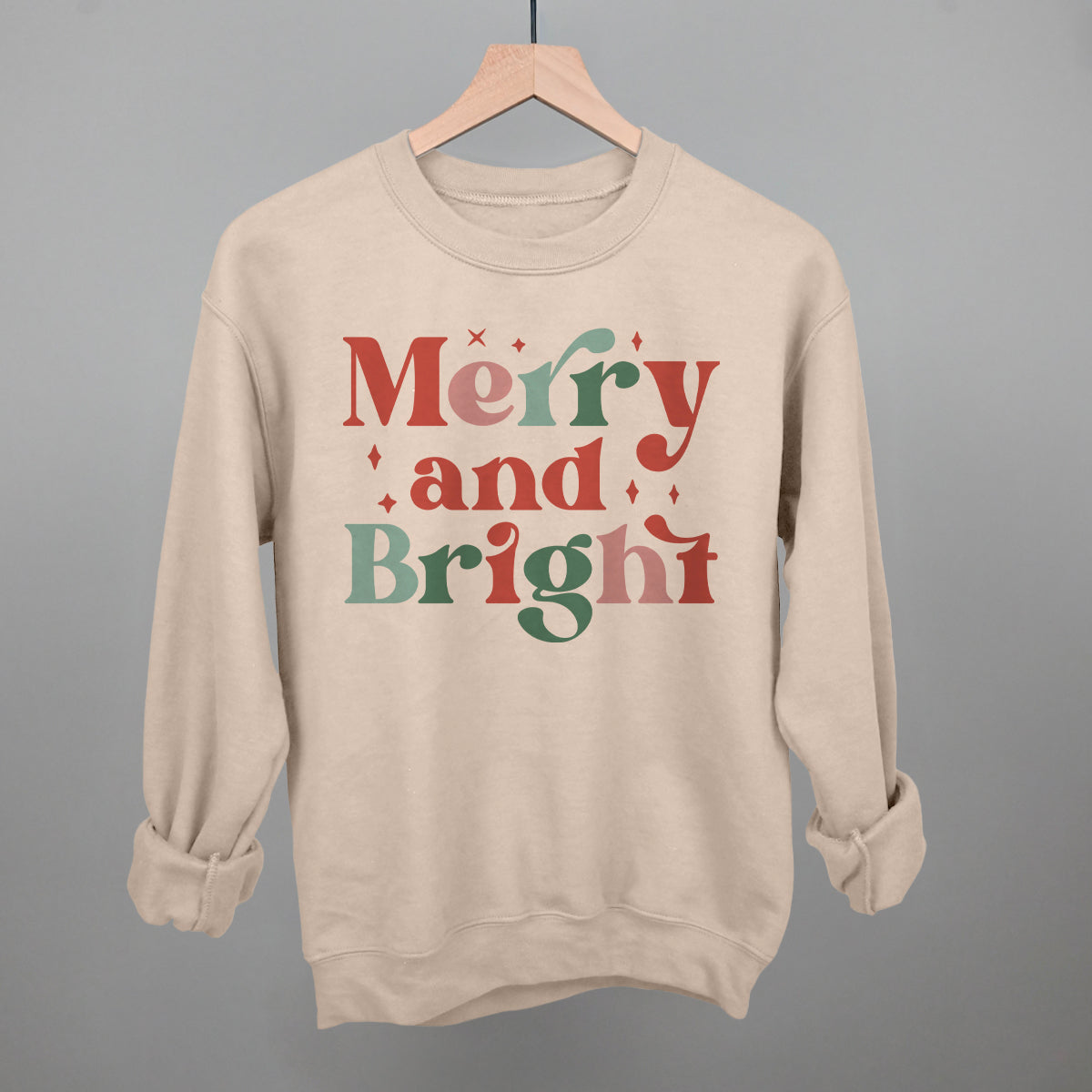 Merry and Bright Colorful Funny Sweatshirt in Sandstone – Ivy + Cloth