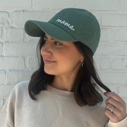 Mama Heart Embroidered Hat in Sage