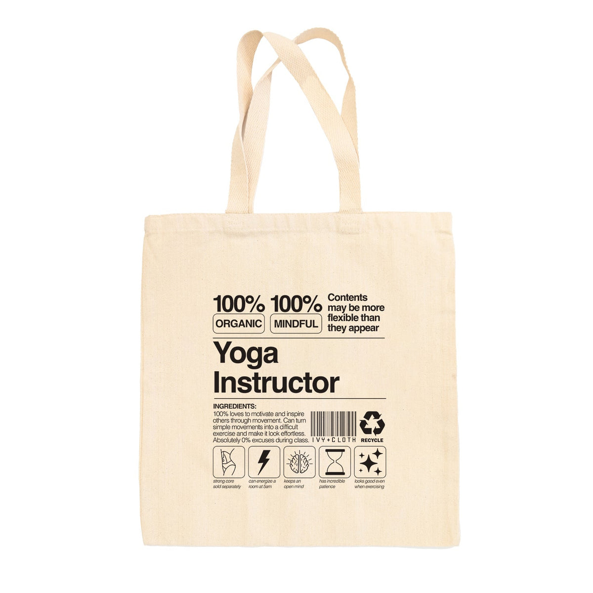 Yoga Instructor Funny Tote Bag in Natural – Ivy + Cloth