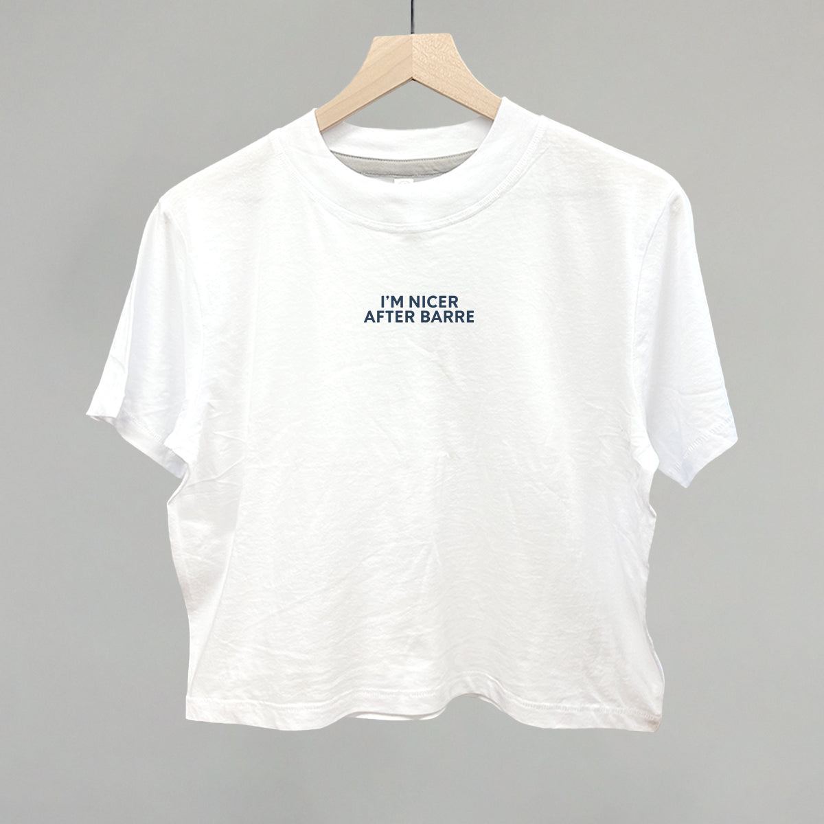 I'm Nicer After Barre graphic boxy tee in White