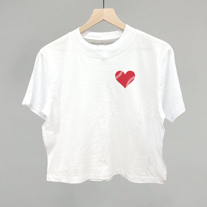 Baseball Heart (Left Chest) Funny Boxy T-Shirt in White – Ivy + Cloth