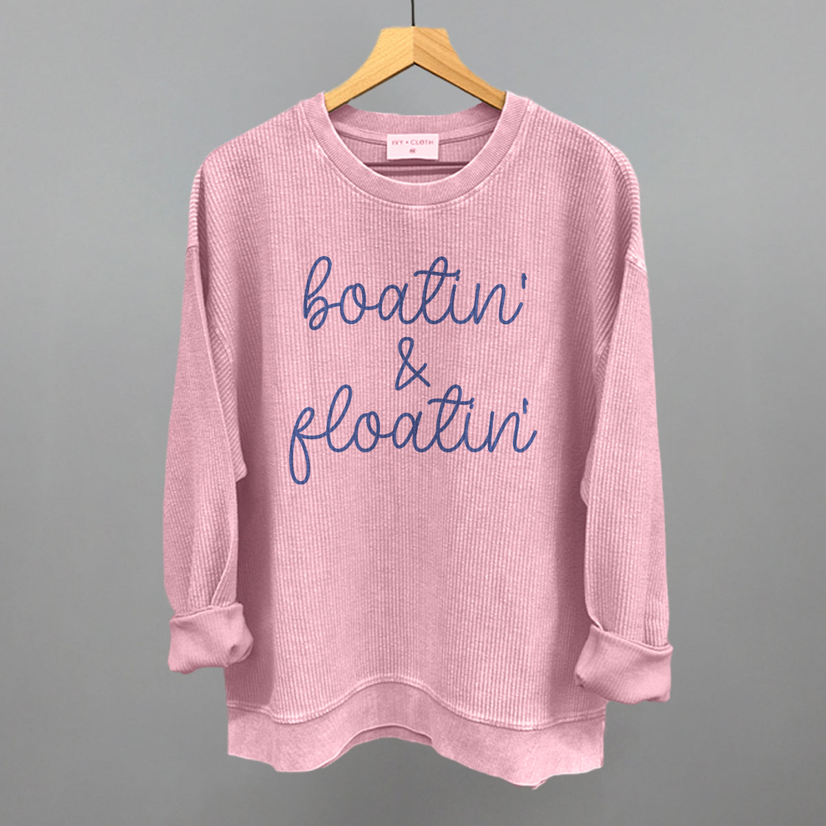 Boatin' & Floatin' Funny Oversized Corded Crewneck Sweatshirt in Blossom Pink – Ivy + Cloth