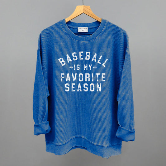 Baseball Is My Favorite Season Funny Oversized Corded Crewneck Sweatshirt in Royal – Ivy + Cloth