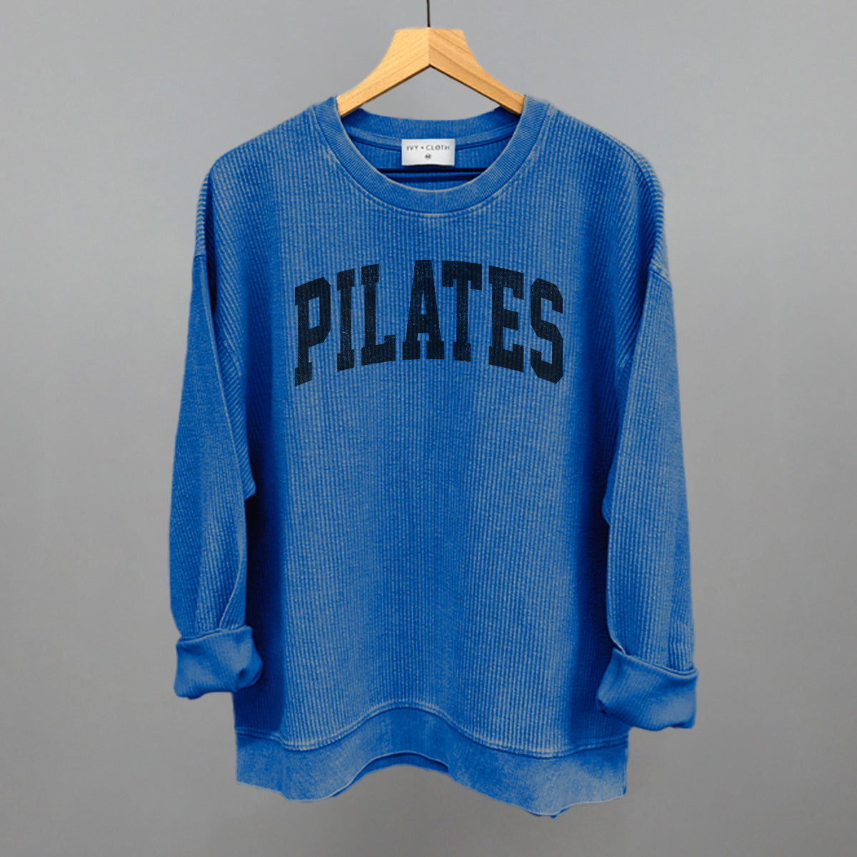 Pilates Arch Funny Oversized Corded Crewneck Sweatshirt in Royal – Ivy + Cloth