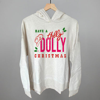 Holly Dolly Christmas Funny Terry Hoodie in Heather Almond – Ivy + Cloth