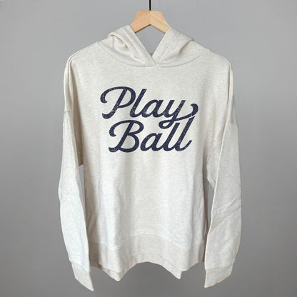 Play Ball (Vintage Script) Funny Terry Hoodie in Heather Almond – Ivy + Cloth