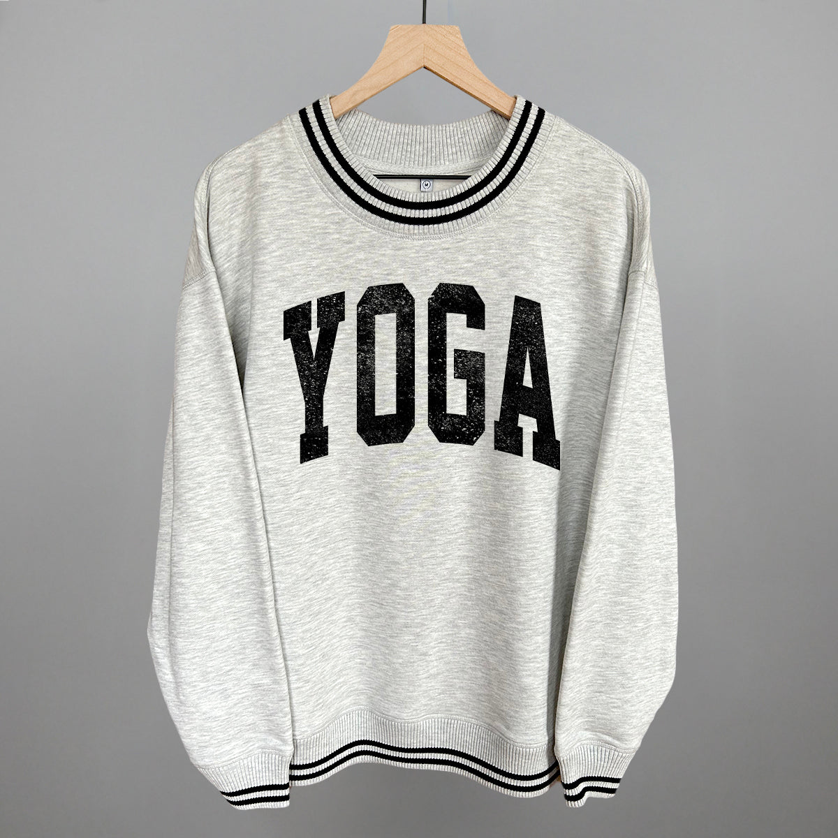 Yoga Arch Funny Oversized Varsity Crewneck Sweatshirt in Heather Grey – Ivy + Cloth