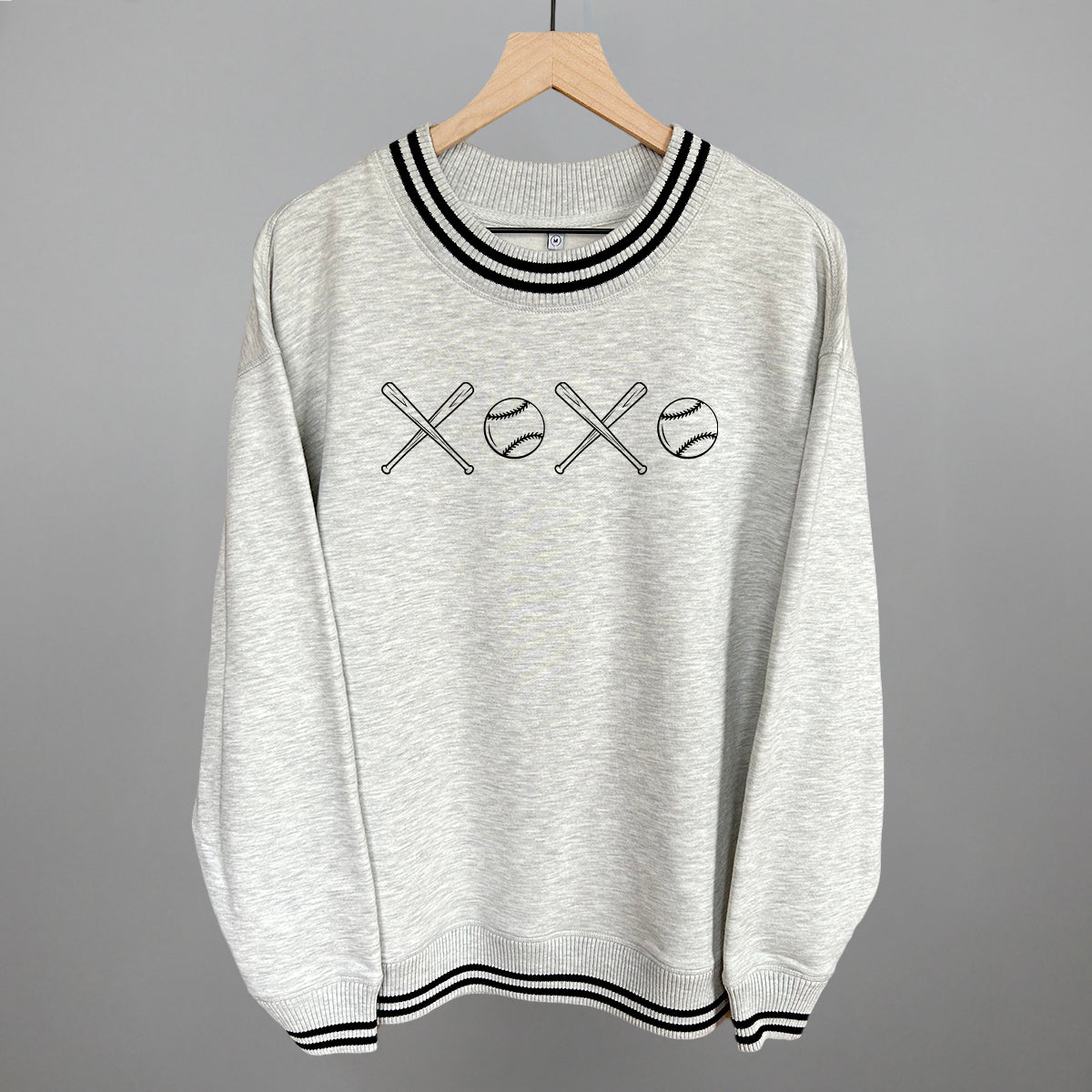 XOXO (Baseball) Funny Oversized Varsity Crewneck Sweatshirt in Heather Grey – Ivy + Cloth