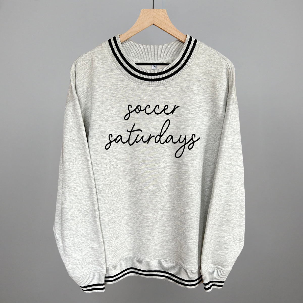 Soccer Saturdays Funny Oversized Varsity Crewneck Sweatshirt in Heather Grey – Ivy + Cloth