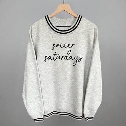 Soccer Saturdays Funny Oversized Varsity Crewneck Sweatshirt in Heather Grey – Ivy + Cloth