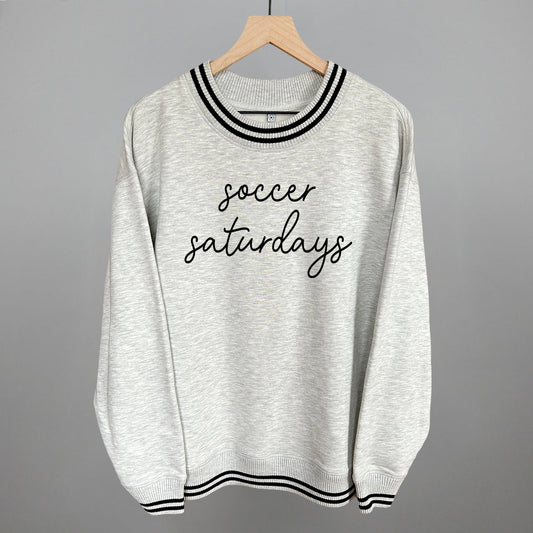 Soccer Saturdays Funny Oversized Varsity Crewneck Sweatshirt in Heather Grey – Ivy + Cloth