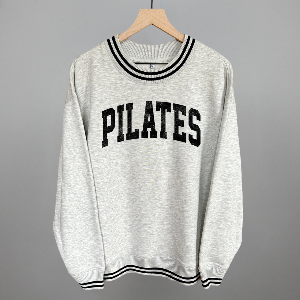 Pilates Arch Funny Oversized Varsity Crewneck Sweatshirt in Heather Grey – Ivy + Cloth