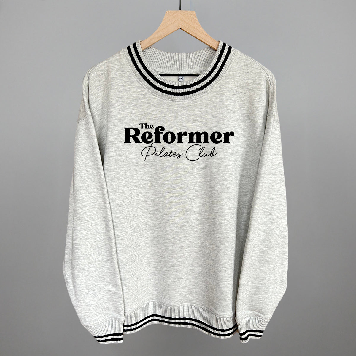 The Reformer Pilates Club Funny Oversized Varsity Crewneck Sweatshirt in Heather Grey – Ivy + Cloth