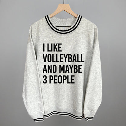 I Like Volleyball and Maybe 3 People graphic top in Heather Grey