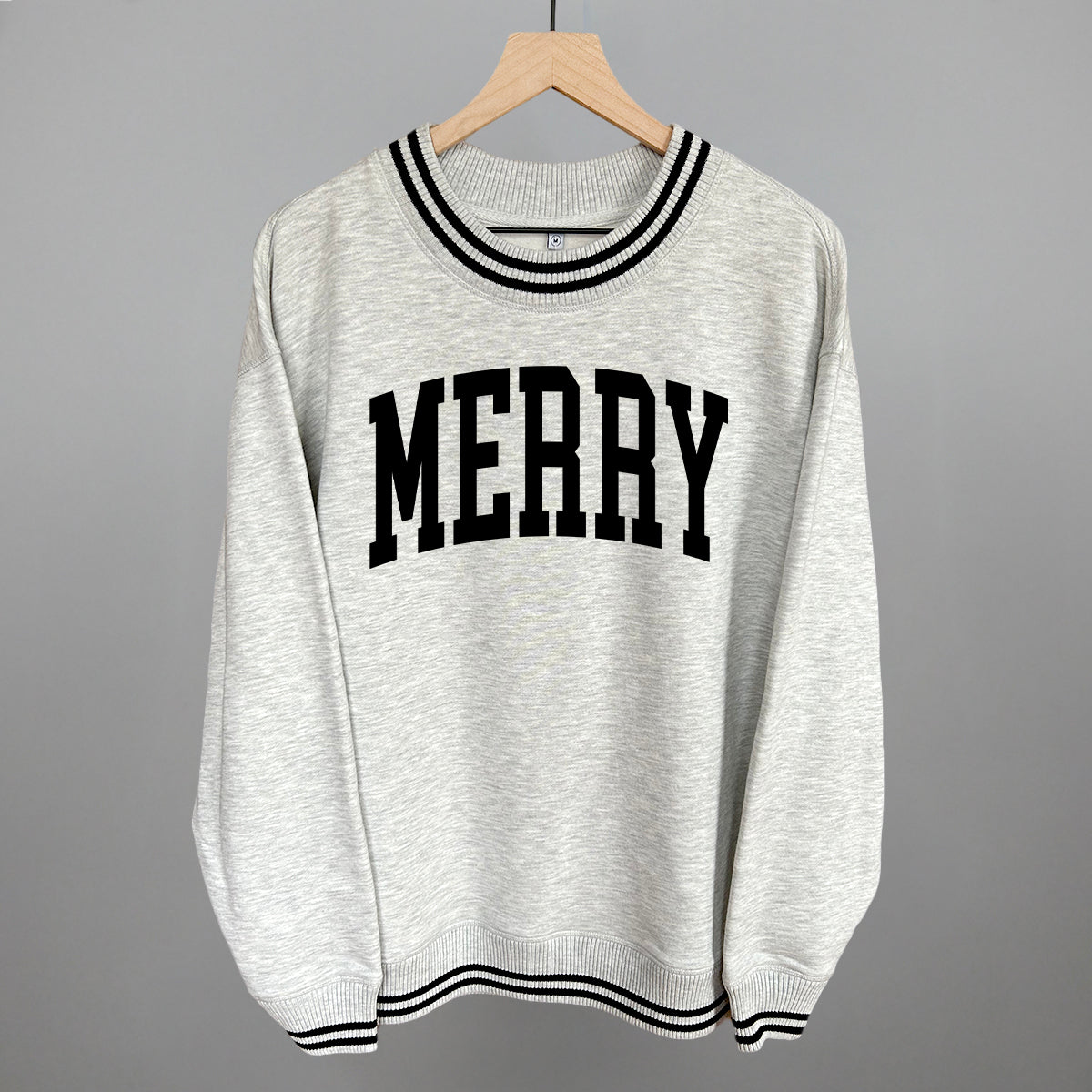 Merry Arch Funny Oversized Varsity Crewneck Sweatshirt in Heather Grey – Ivy + Cloth