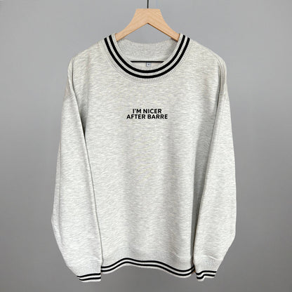 I'm Nicer After Barre graphic top in Heather Grey