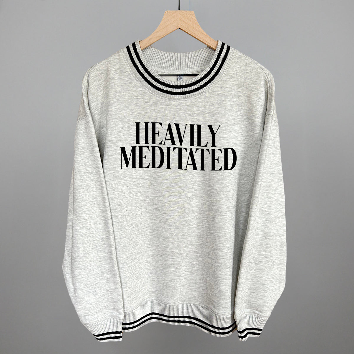 Heavily Meditated Yoga graphic top in Heather Grey