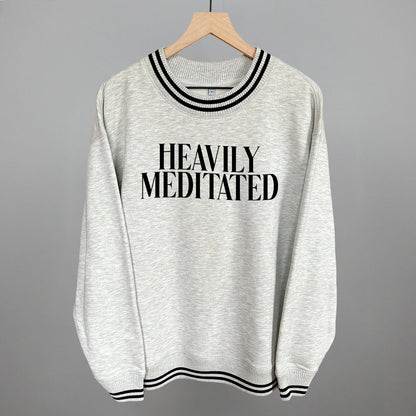 Heavily Meditated Yoga graphic top in Heather Grey
