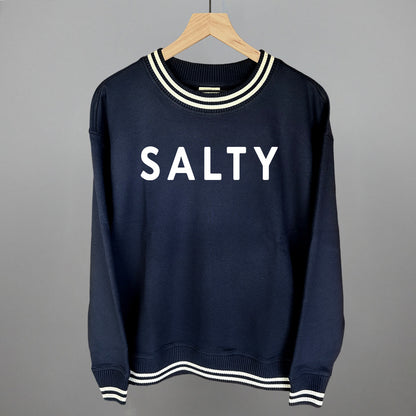 Salty Beach graphic top in Navy