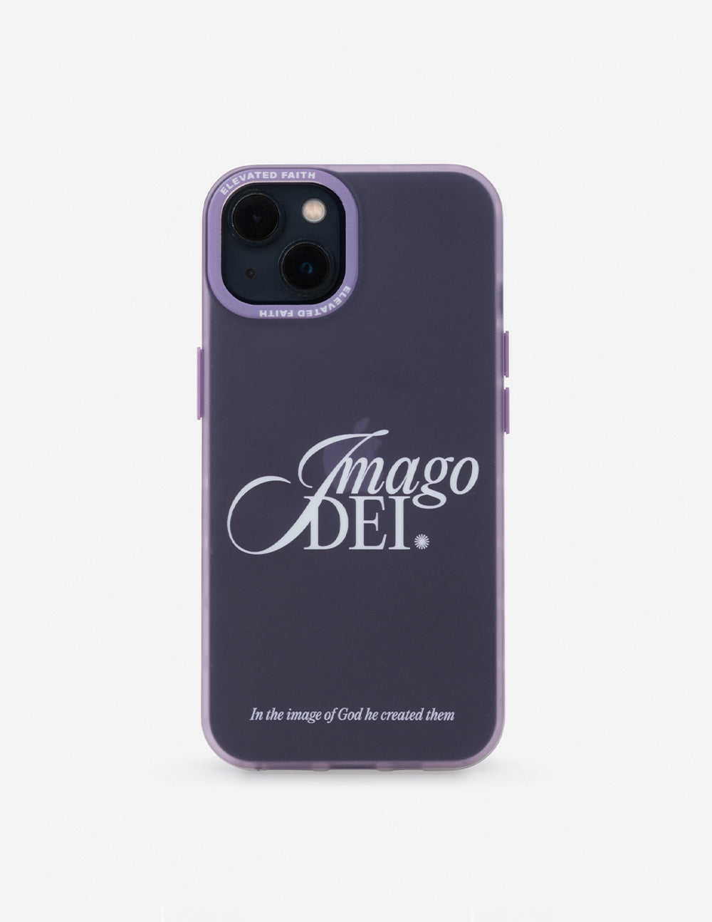 Elevated Faith Christian iPhone Case with Imago Dei design in purple for protective and stylish use