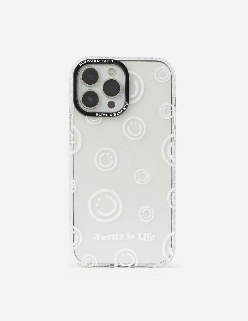 Elevated Faith Christian iPhone Case featuring a playful smiley design with the text Jesus is Life