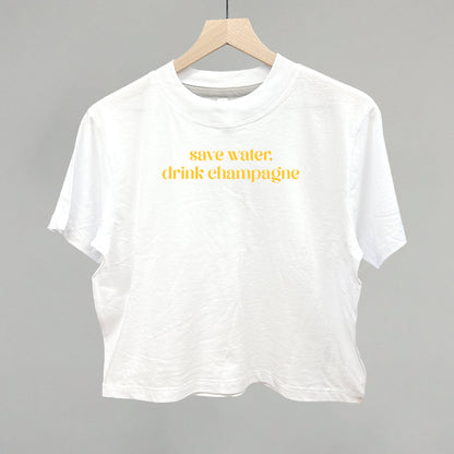 Save Water Drink Champagne Funny Boxy T-Shirt in White – Ivy + Cloth