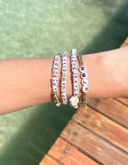 Colorful Elevated Faith Christian Jewelry Bracelet set featuring motivational letter beads