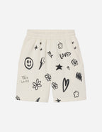 Elevated Faith Christian Shorts with playful doodle design and positive messages for casual comfort
