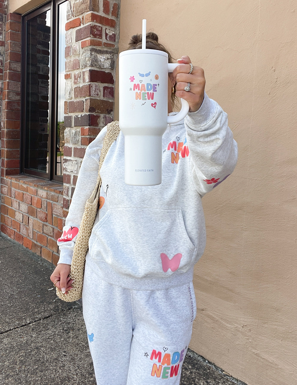 Elevated Faith Tumbler with colorful butterflies, perfect for Christian Gifts and everyday hydration