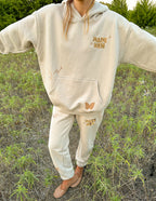 Elevated Faith Beige Sweatpants with Butterfly Design, part of Christian Apparel collection