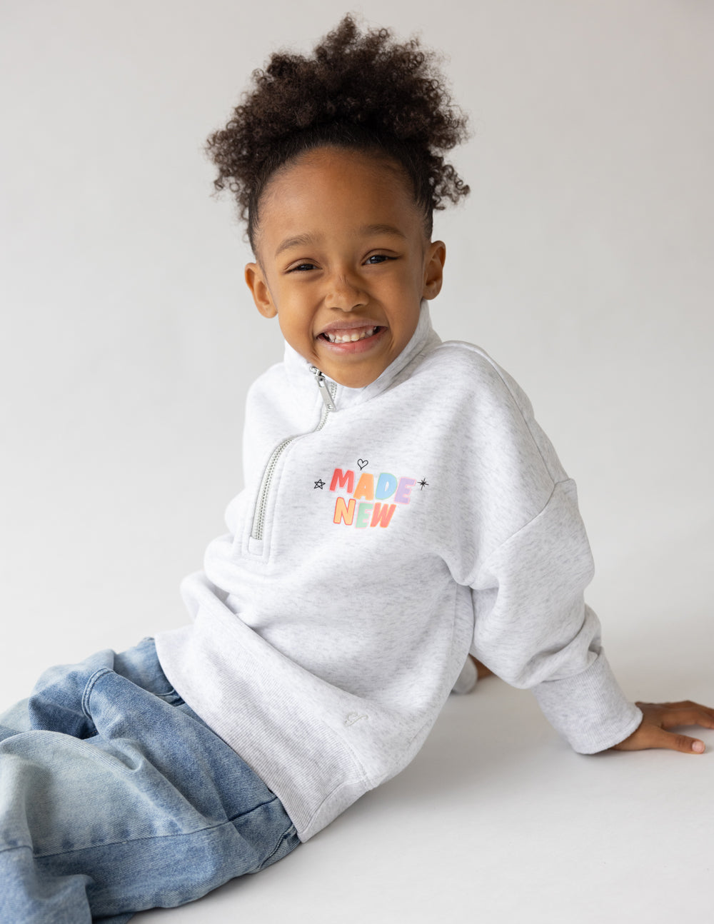 Cozy Elevated Faith Kids Jacket in Gray with 'Made New' Design for Christian Kids Apparel
