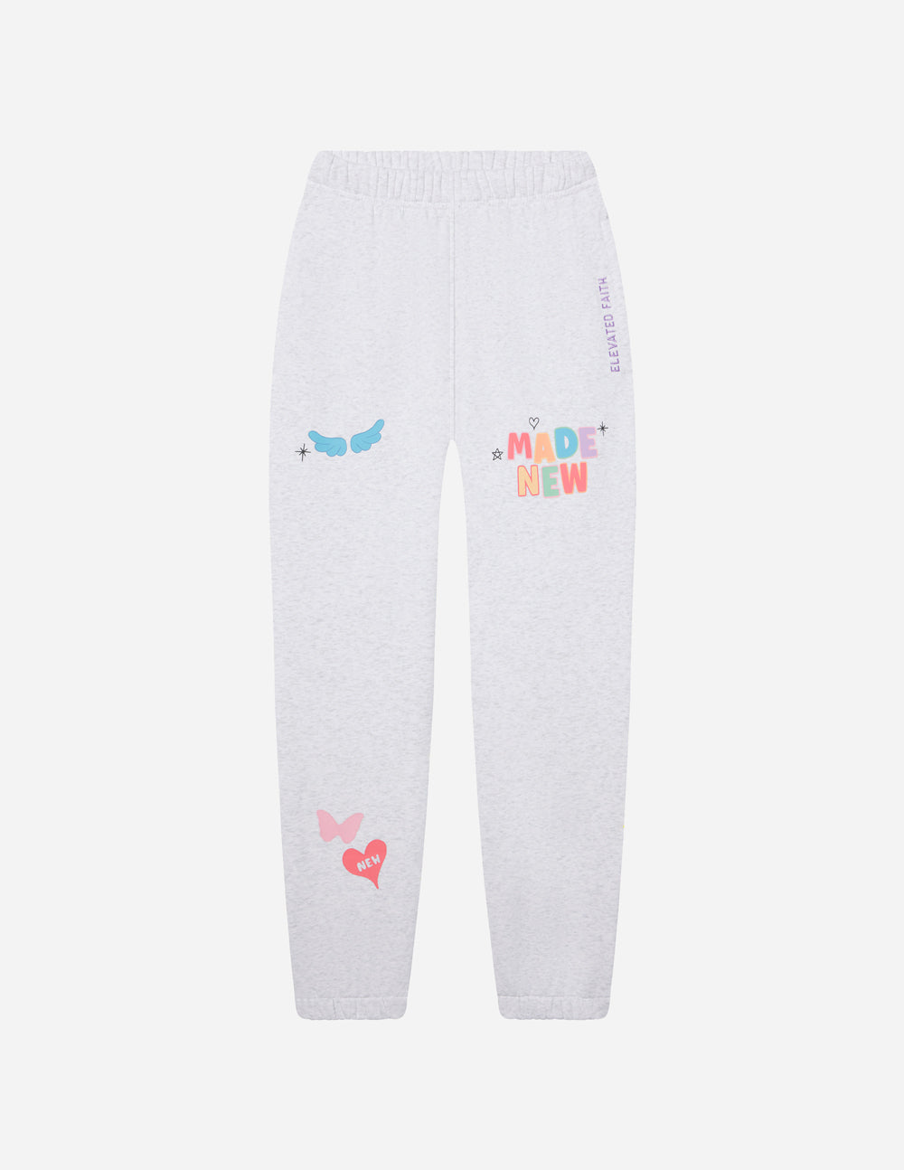 Elevated Faith Gray Sweatpants with Colorful Christian Apparel Graphics for Comfortable Wear