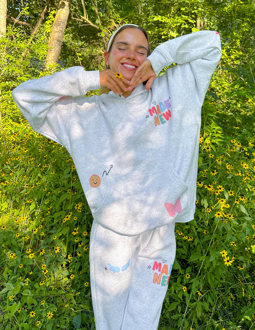 Elevated Faith Grey Sweatpants with Colorful Graphics, Ideal for Christian Apparel Enthusiasts