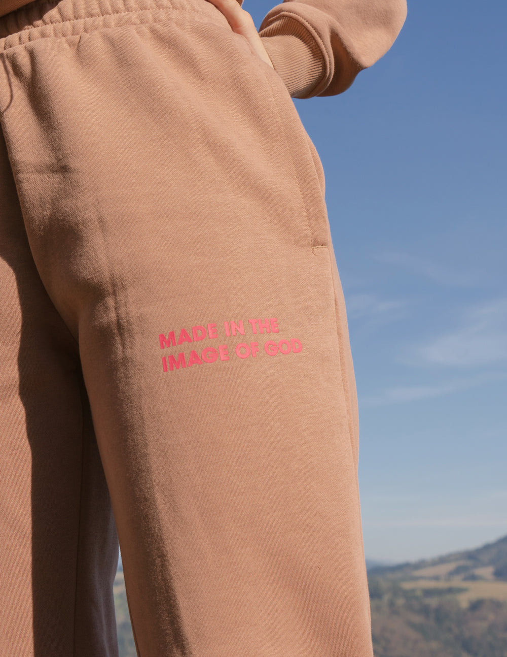 Elevated Faith Sweatpants for Christian Apparel with 'Made in the Image of God' print