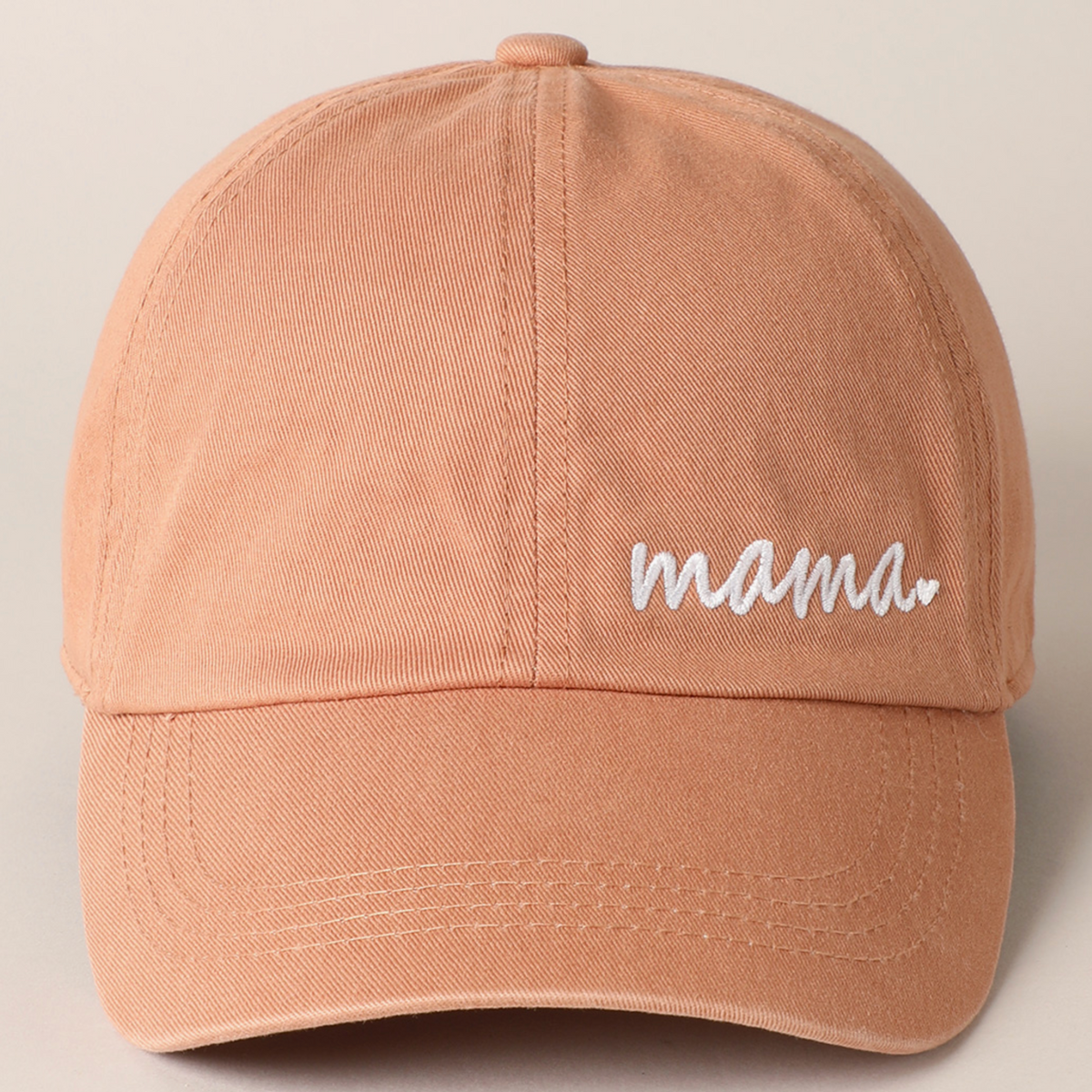 Mama Heart Embroidered Hat in Clay