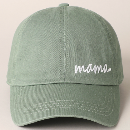 Mama Heart Embroidered Hat in Sage