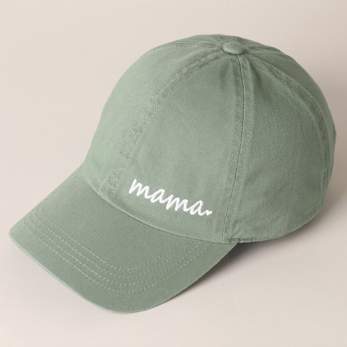 Mama Heart Embroidered Hat in Sage
