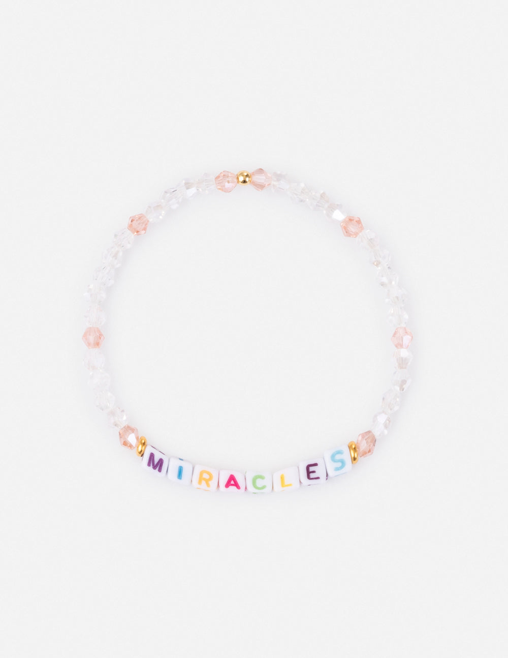 Elevated Faith Christian Jewelry Bracelet with colorful beads spelling 'Miracles' for a meaningful accessory