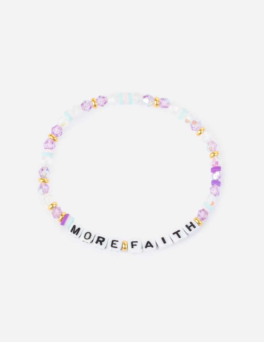 Colorful Christian Jewelry Bracelet with beads spelling MORE FAITH for a stylish faith statement